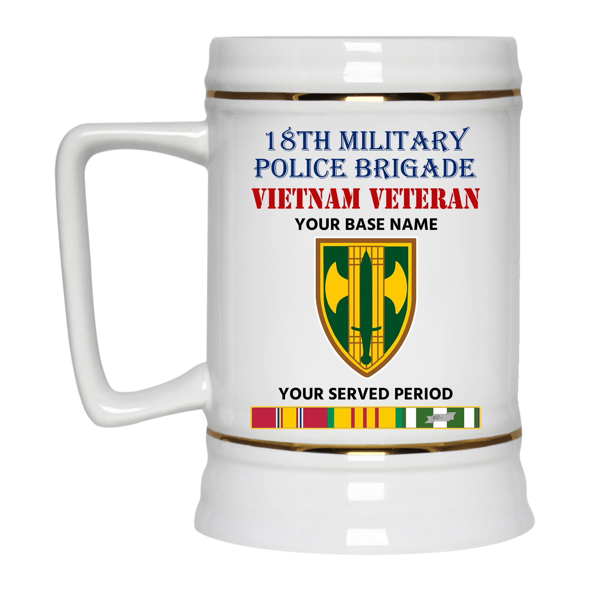 18TH MILITARY POLICE BRIGADE BEER STEIN 22oz GOLD TRIM BEER STEIN