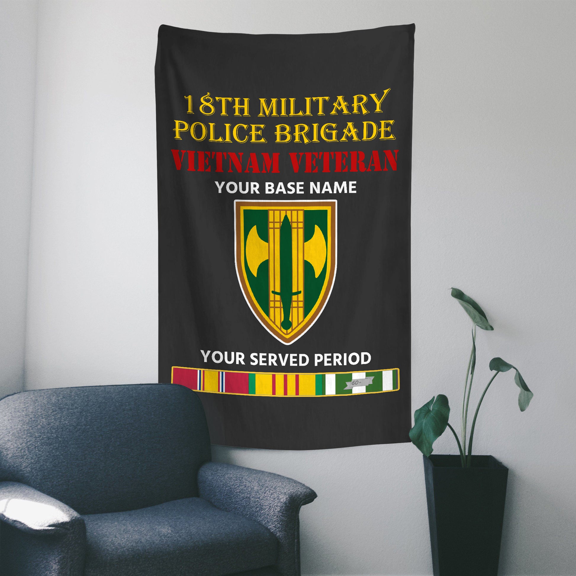 18TH MILITARY POLICE BRIGADE WALL FLAG VERTICAL HORIZONTAL 36 x 60 INCHES WALL FLAG