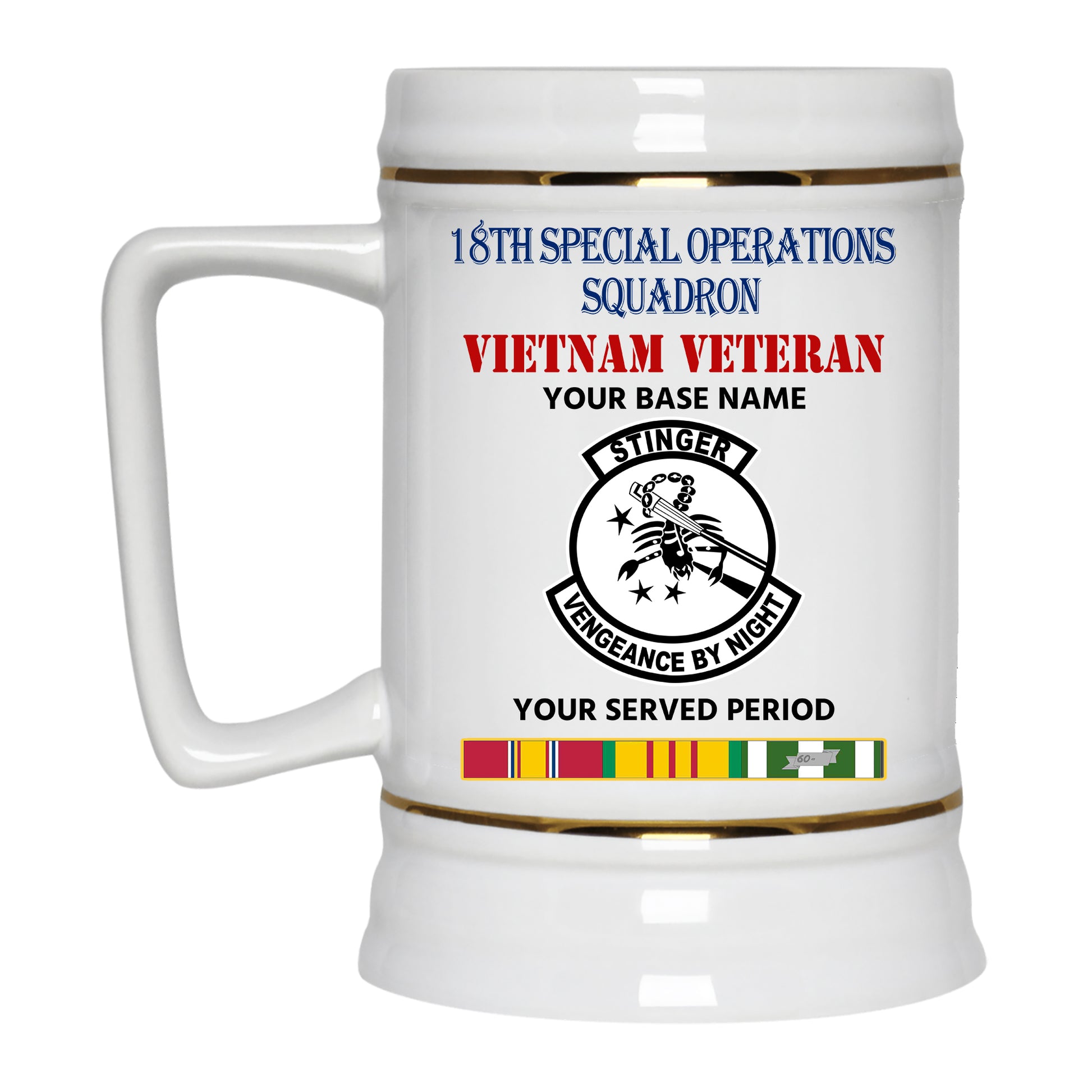 18TH SPECIAL OPERATIONS SQUADRON BEER STEIN 22oz GOLD TRIM BEER STEIN