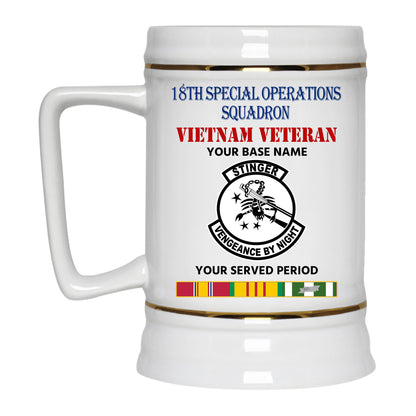 18TH SPECIAL OPERATIONS SQUADRON BEER STEIN 22oz GOLD TRIM BEER STEIN