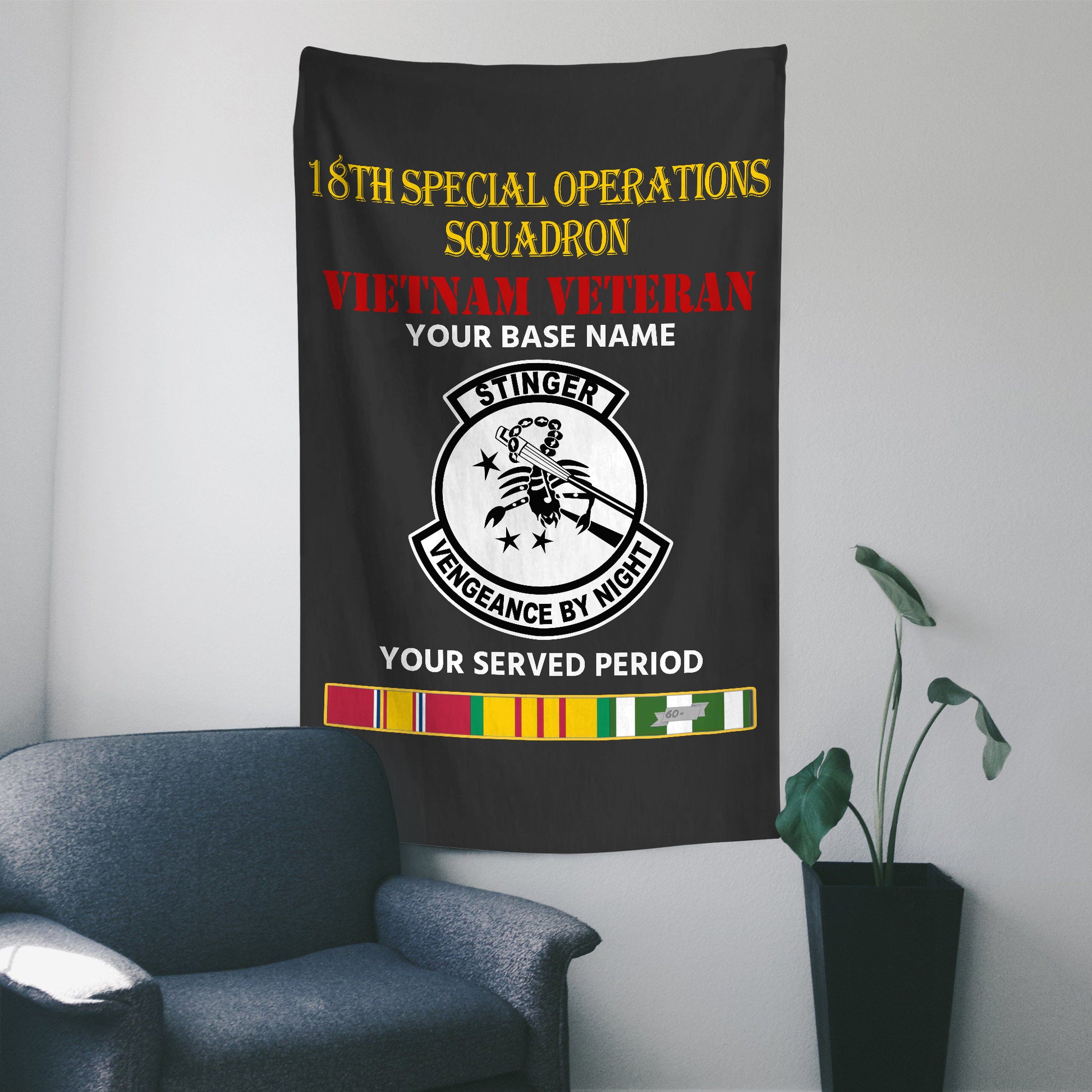 18TH SPECIAL OPERATIONS SQUADRON WALL FLAG VERTICAL HORIZONTAL 36 x 60 INCHES WALL FLAG