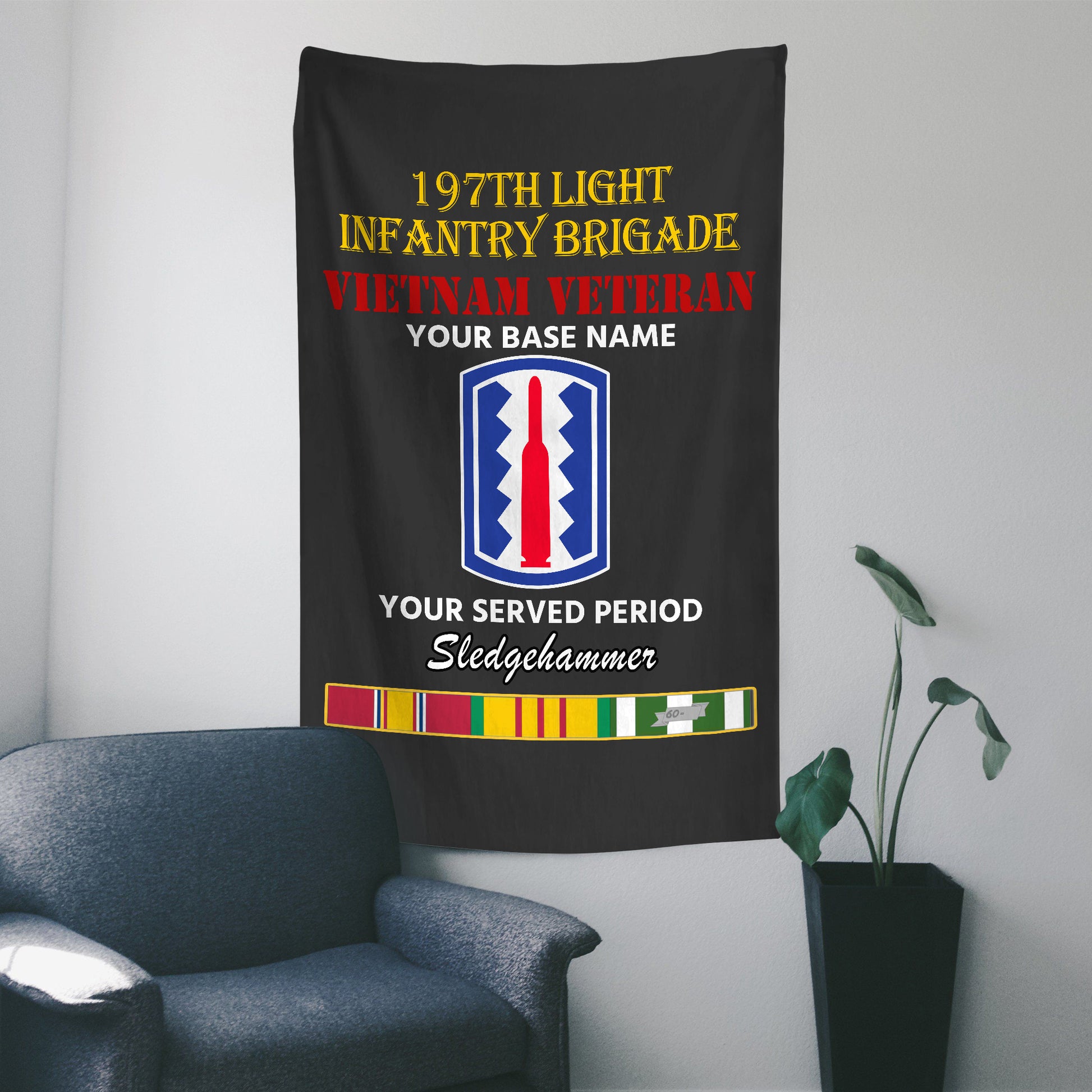 197TH LIGHT INFANTRY BRIGADE WALL FLAG VERTICAL HORIZONTAL 36 x 60 INCHES WALL FLAG
