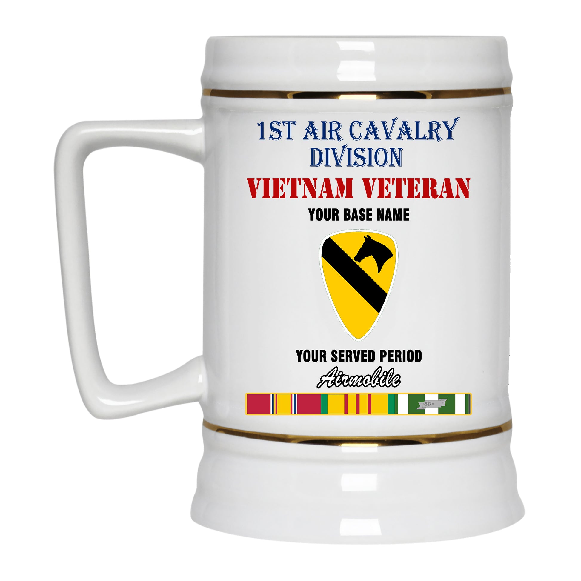 1ST AIR CAVALRY DIVISION BEER STEIN 22oz GOLD TRIM BEER STEIN