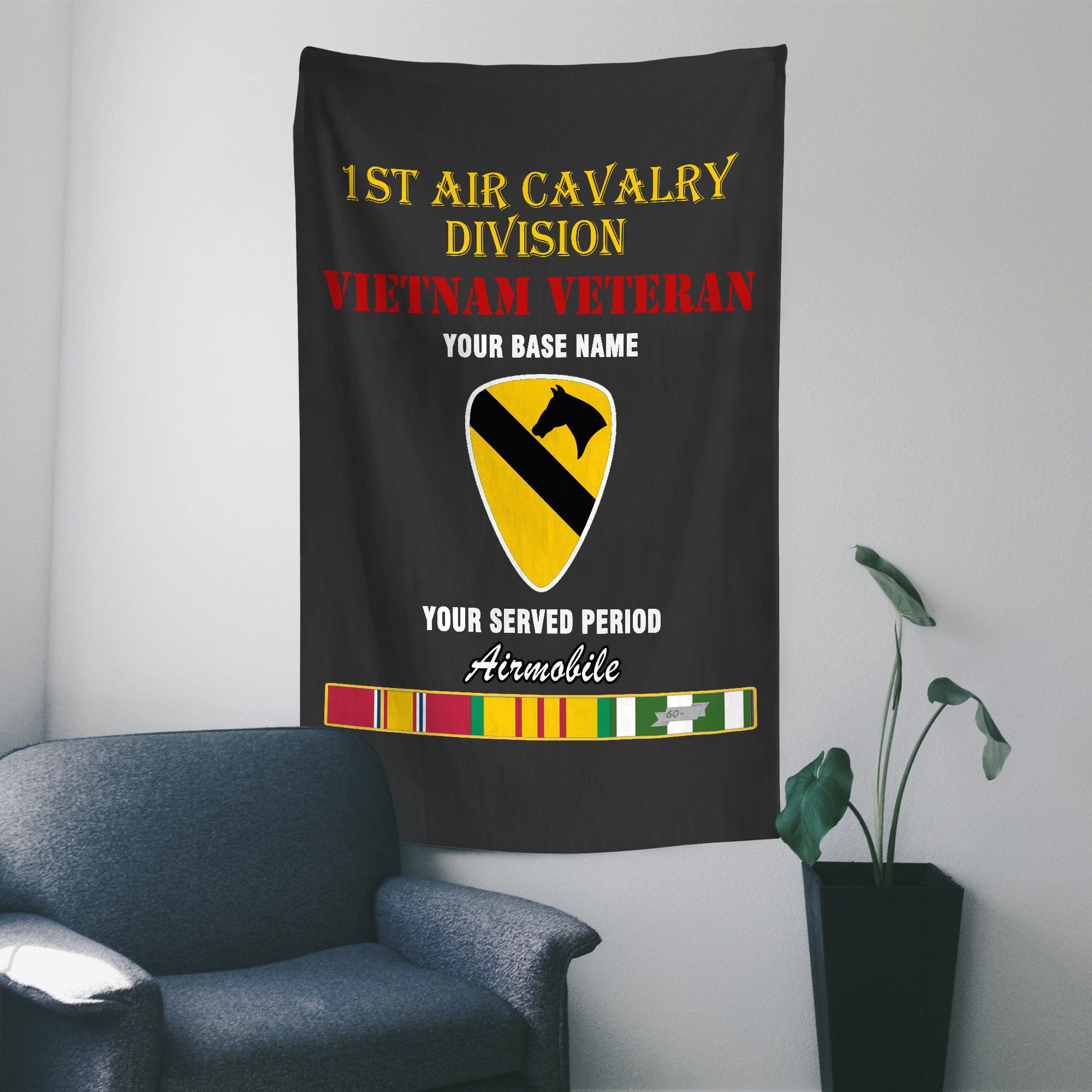 1ST AIR CAVALRY DIVISION WALL FLAG VERTICAL HORIZONTAL 36 x 60 INCHES WALL FLAG