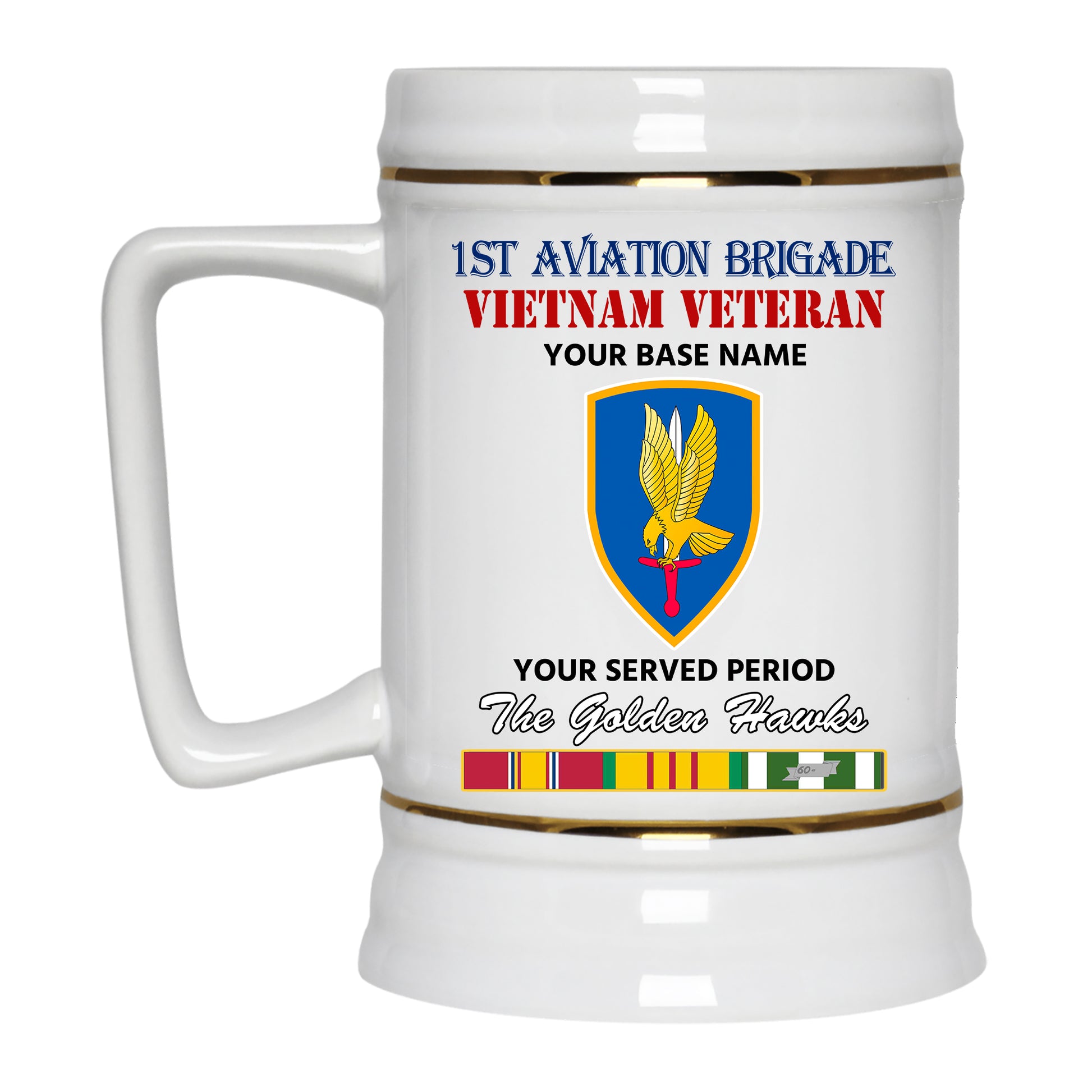 1ST AVIATION BRIGADE BEER STEIN 22oz GOLD TRIM BEER STEIN