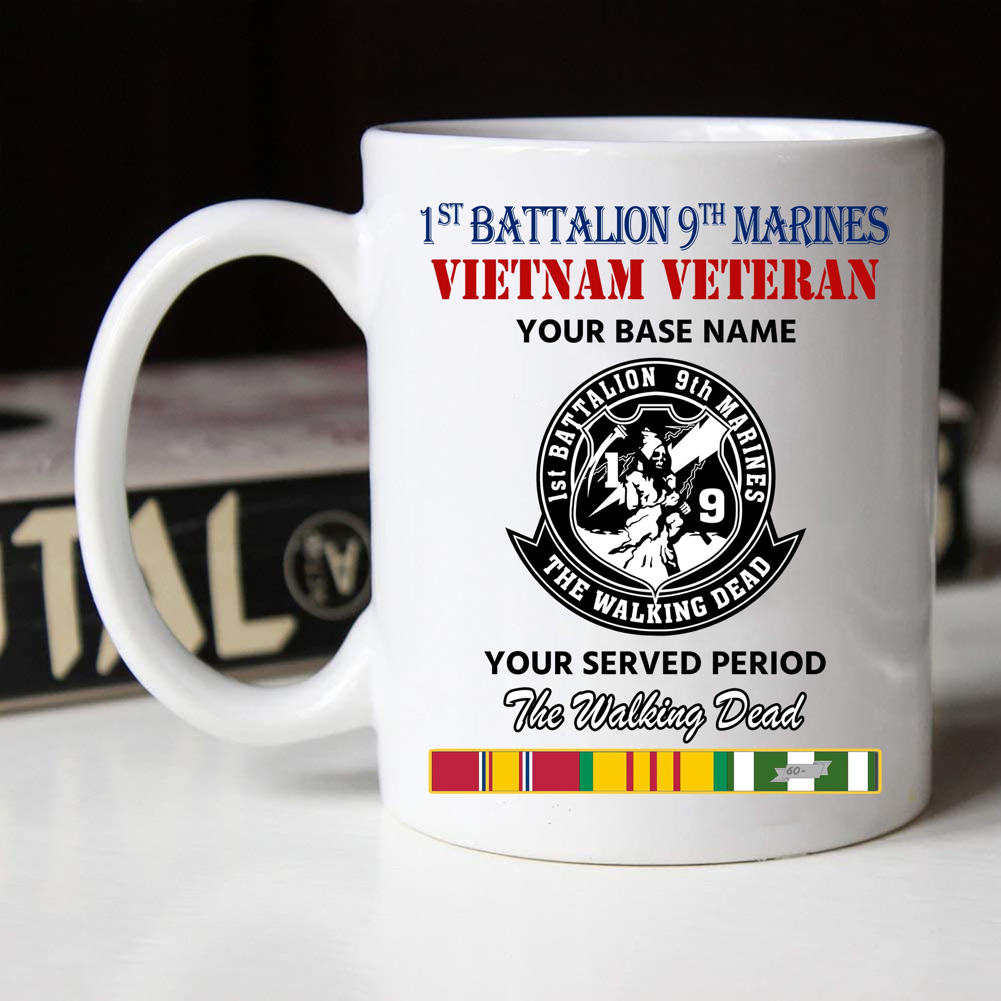 1ST BATTALION 9TH MARINES BLACK WHITE 11oz 15oz COFFEE MUG