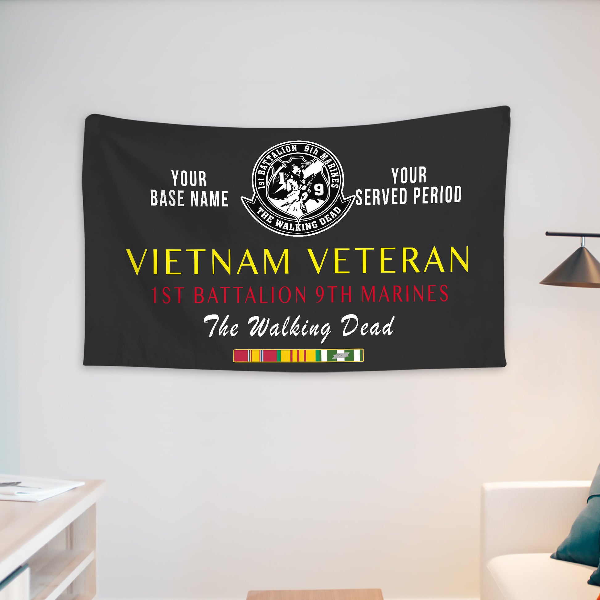 1ST BATTALION 9TH MARINES WALL FLAG VERTICAL HORIZONTAL 36 x 60 INCHES WALL FLAG