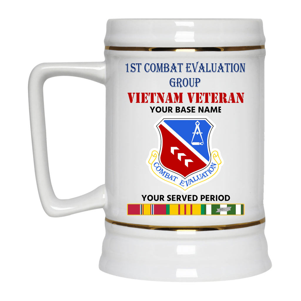 1ST COMBAT EVALUATION GROUP BEER STEIN 22oz GOLD TRIM BEER STEIN