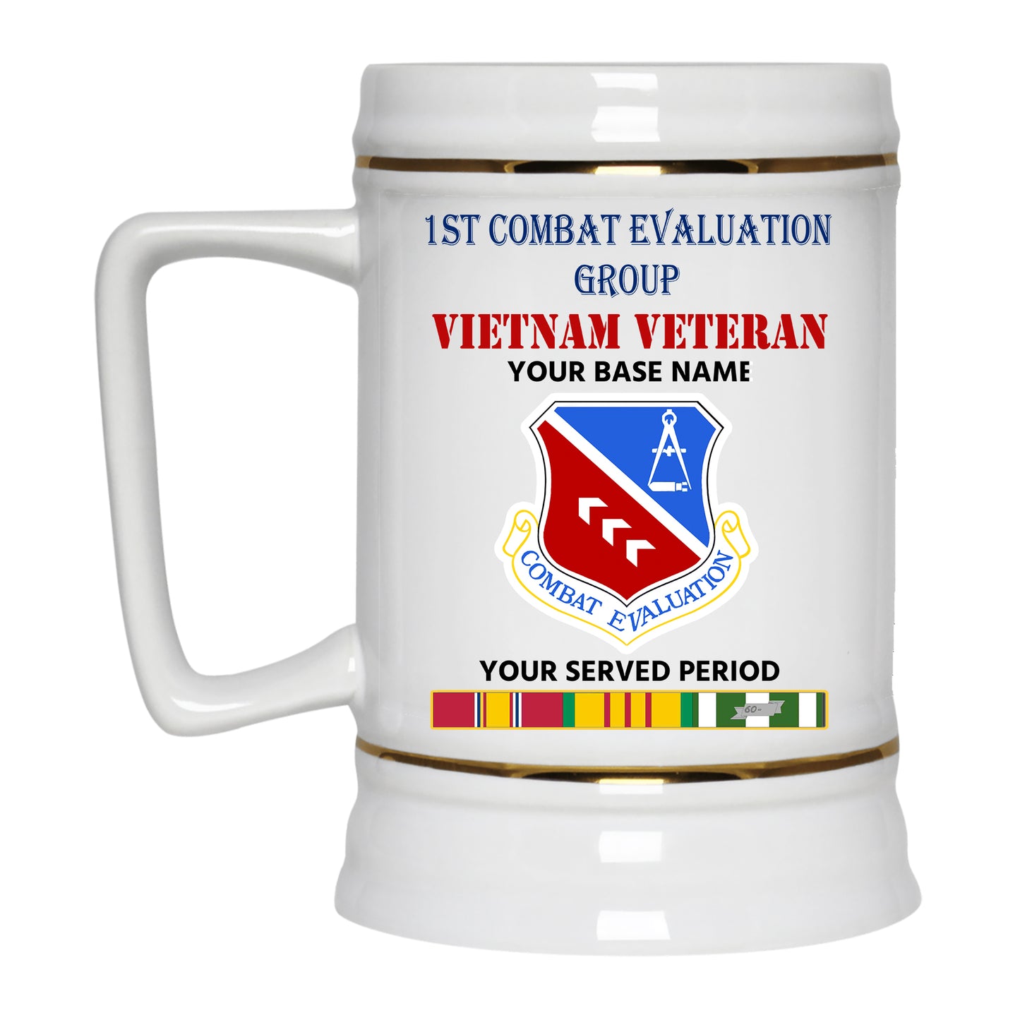 1ST COMBAT EVALUATION GROUP BEER STEIN 22oz GOLD TRIM BEER STEIN