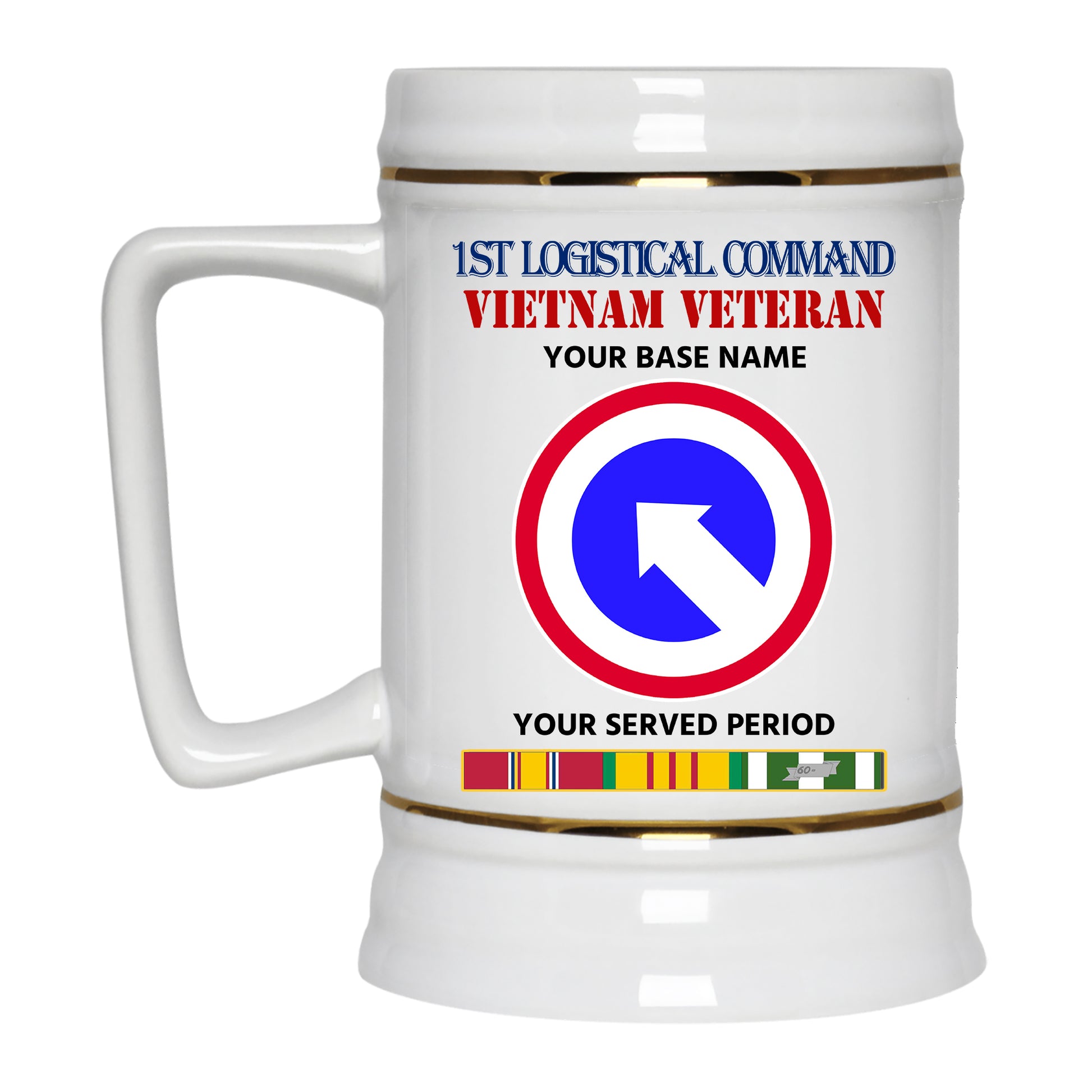 1ST LOGISTICAL COMMAND BEER STEIN 22oz GOLD TRIM BEER STEIN