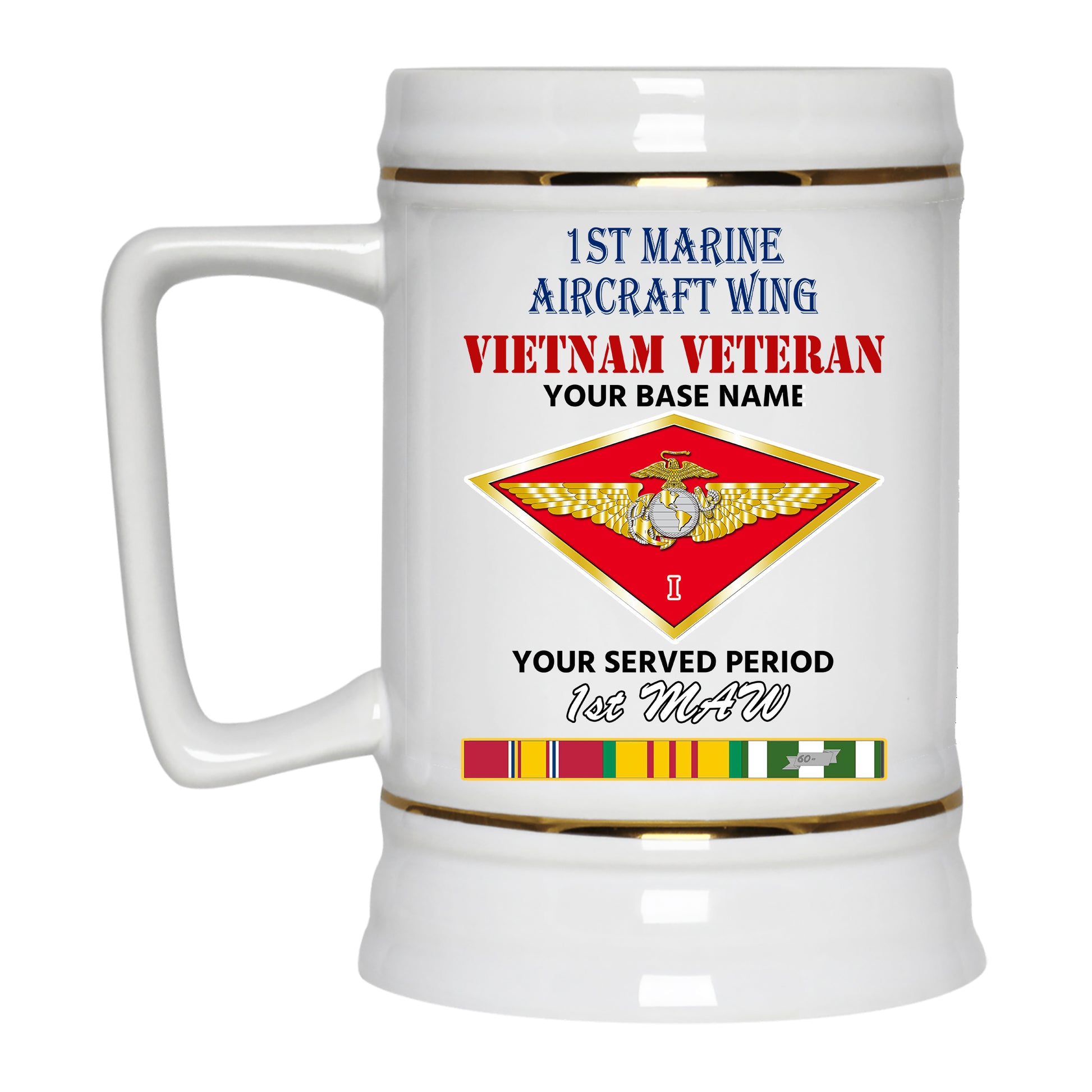 1ST MARINE AIRCRAFT WING BEER STEIN 22oz GOLD TRIM BEER STEIN