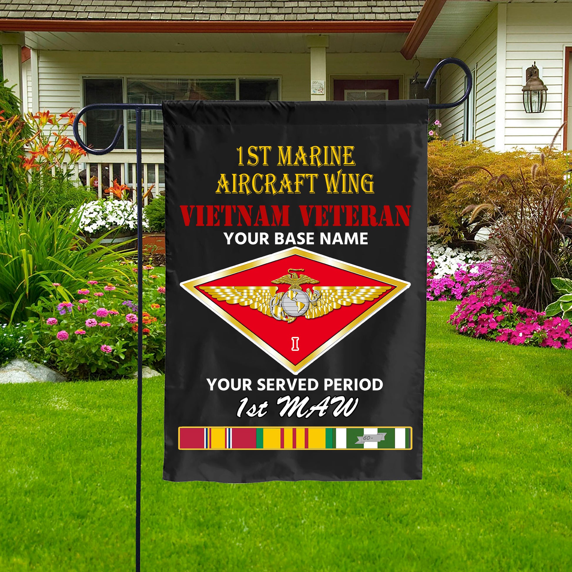 1ST MARINE AIRCRAFT WING DOUBLE-SIDED PRINTED 12"x18" GARDEN FLAG