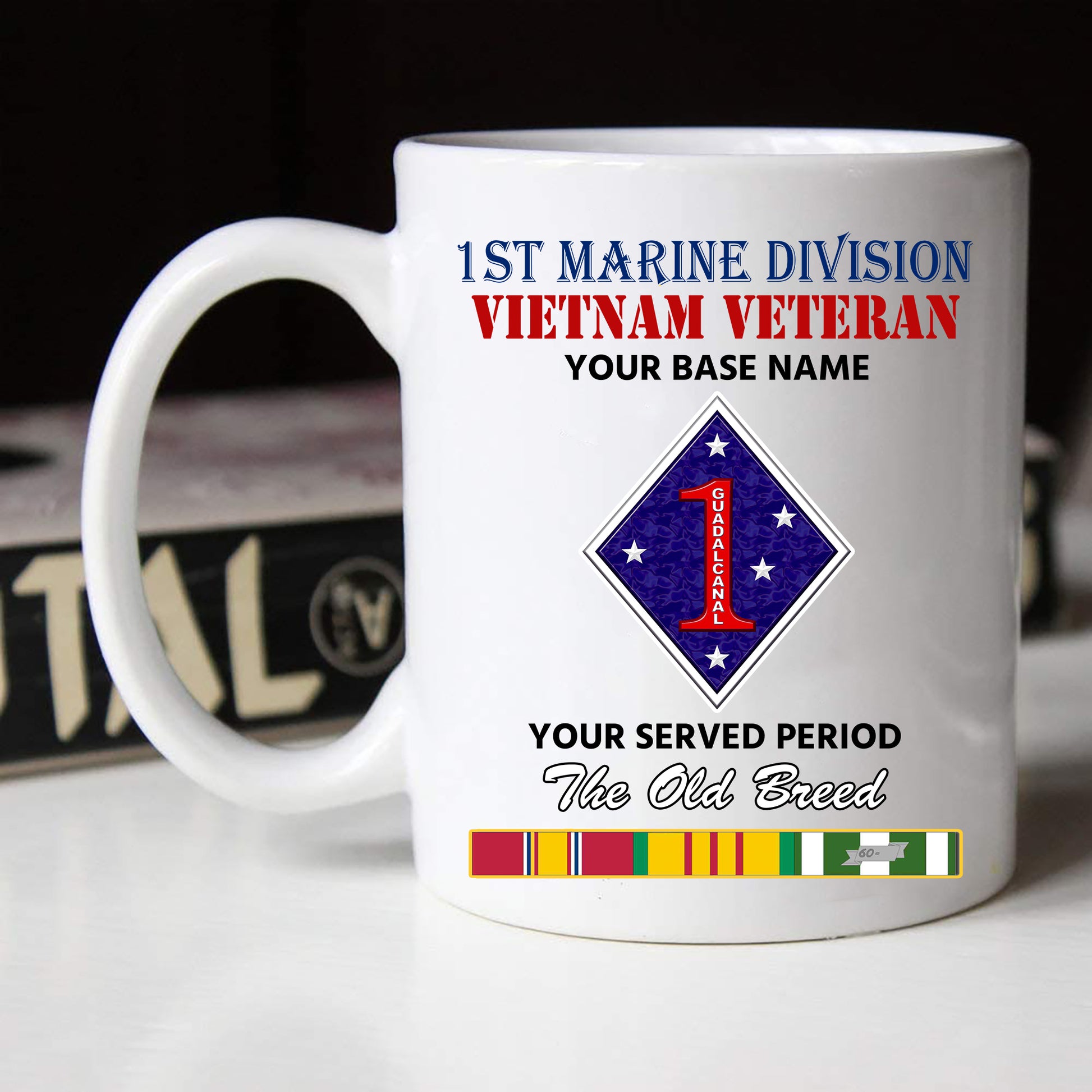 1ST MARINE DIVISION BLACK WHITE 11oz 15oz COFFEE MUG