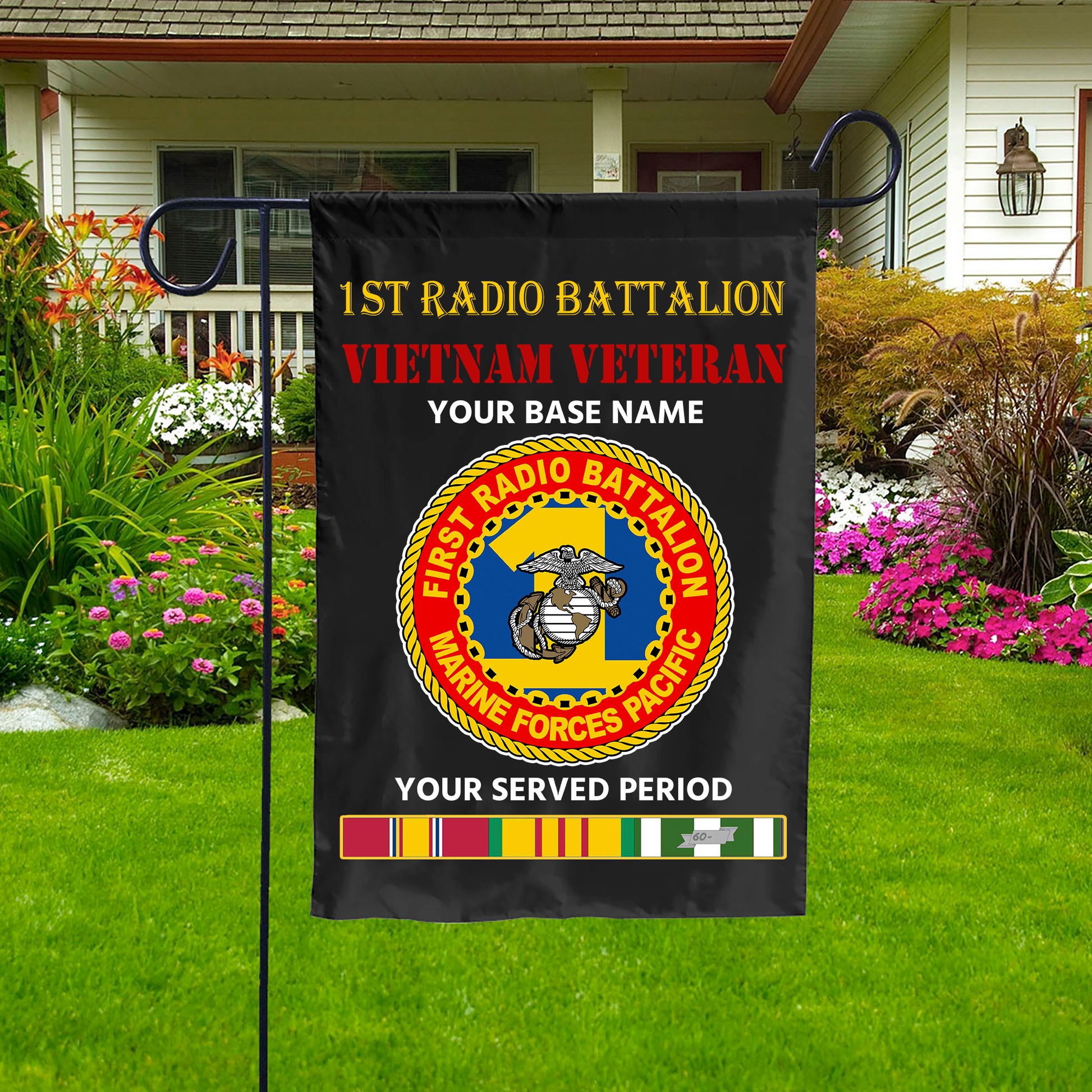 1ST RADIO BATTALION DOUBLE-SIDED PRINTED 12"x18" GARDEN FLAG