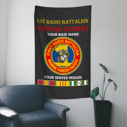 1ST RADIO BATTALION WALL FLAG VERTICAL HORIZONTAL 36 x 60 INCHES WALL FLAG