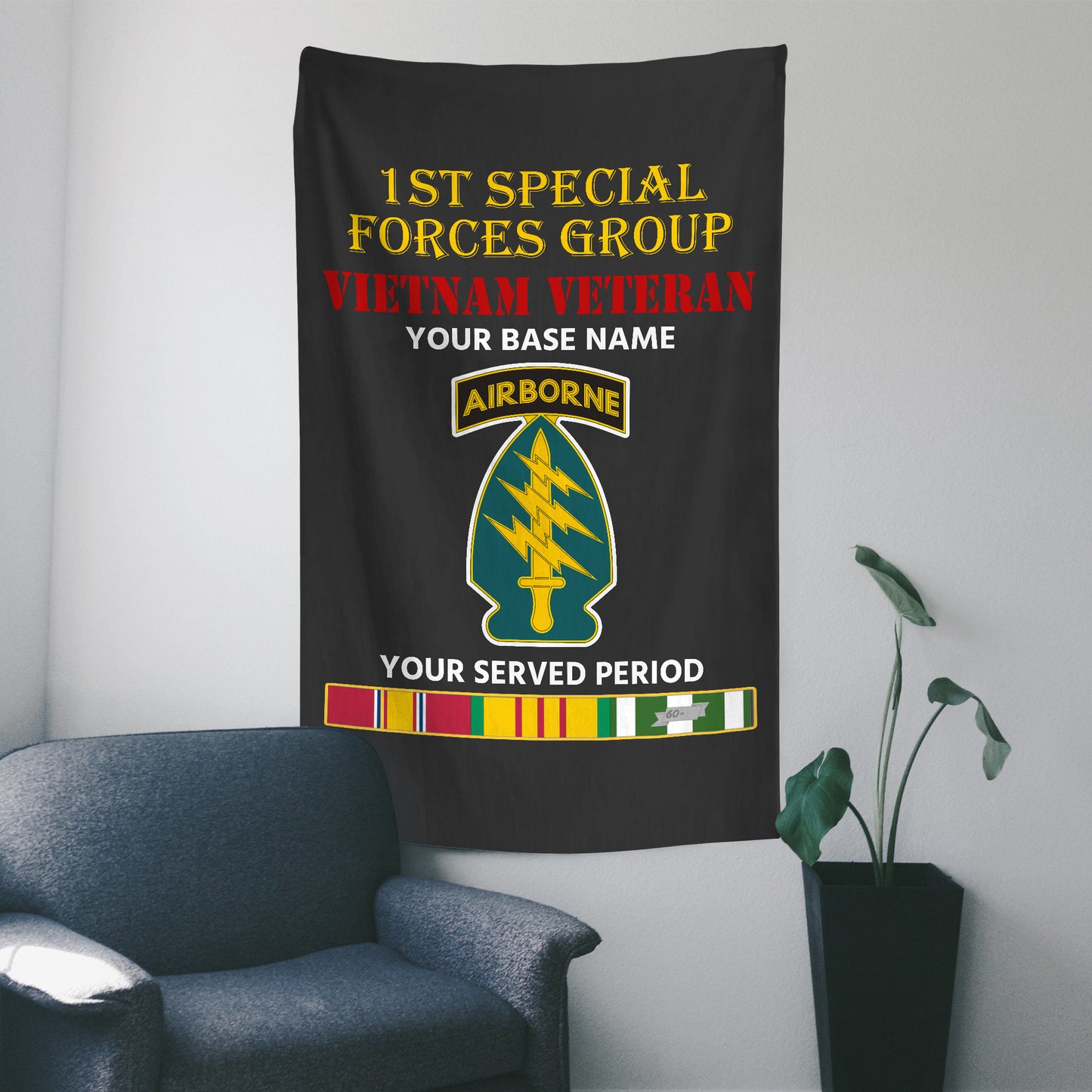 1ST SPECIAL FORCES GROUP WALL FLAG VERTICAL HORIZONTAL 36 x 60 INCHES WALL FLAG
