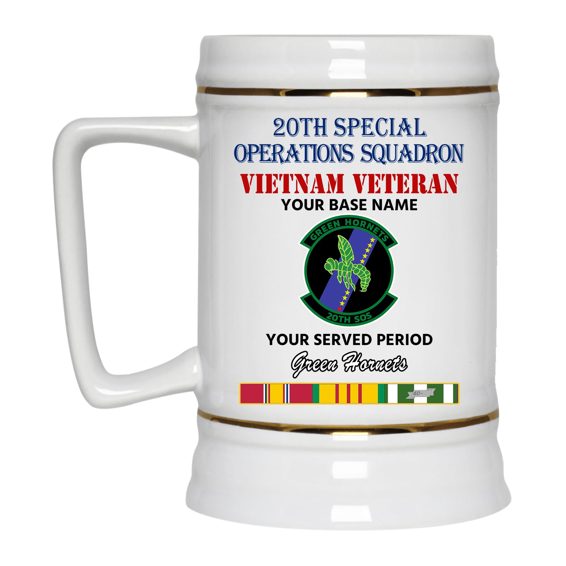 20TH SPECIAL OPERATIONS SQUADRON BEER STEIN 22oz GOLD TRIM BEER STEIN