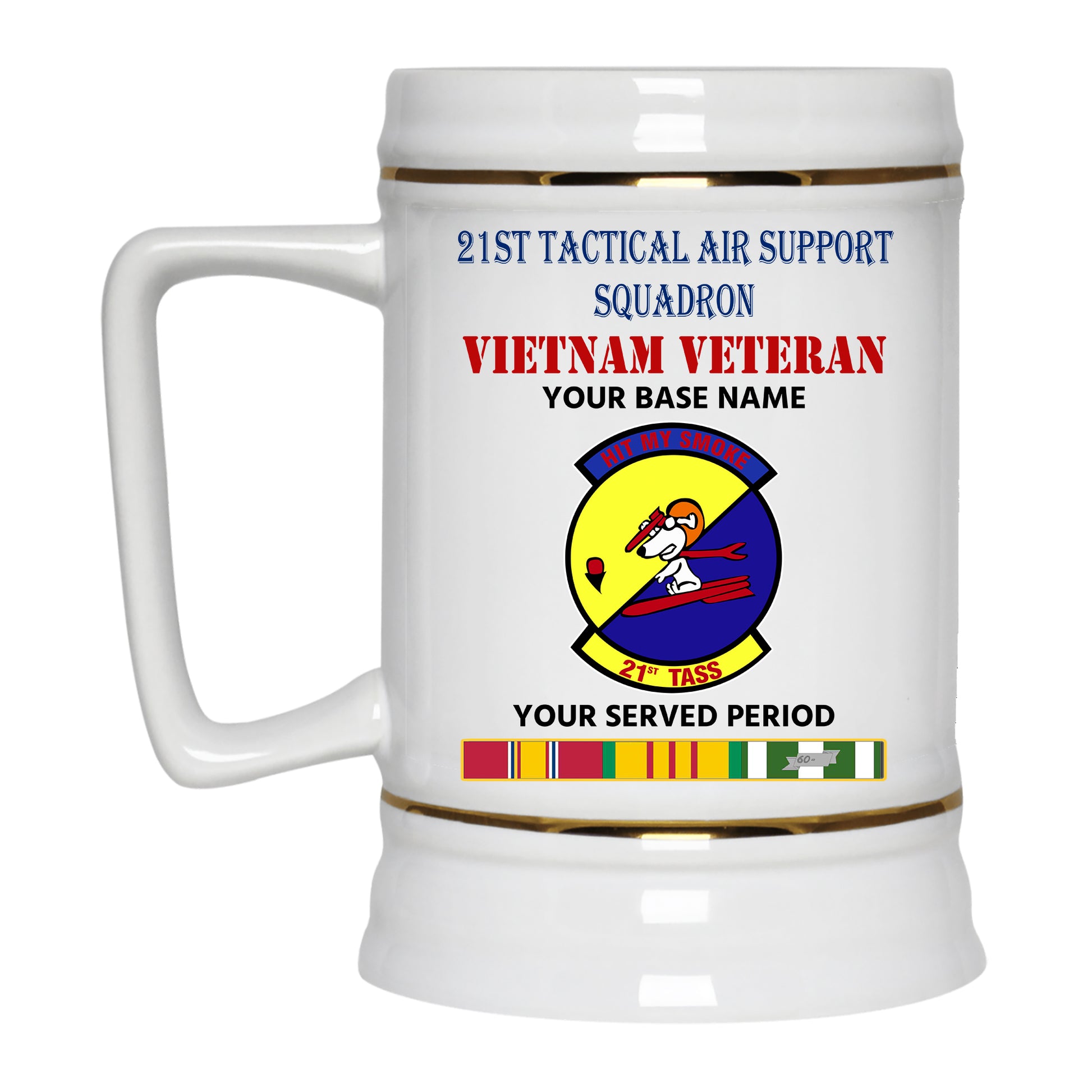 21ST TACTICAL AIR SUPPORT SQUADRON BEER STEIN 22oz GOLD TRIM BEER STEIN
