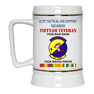 21ST TACTICAL AIR SUPPORT SQUADRON BEER STEIN 22oz GOLD TRIM BEER STEIN