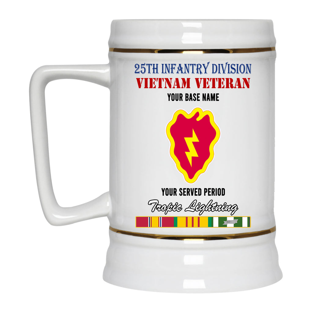 25TH INFANTRY DIVISION BEER STEIN 22oz GOLD TRIM BEER STEIN