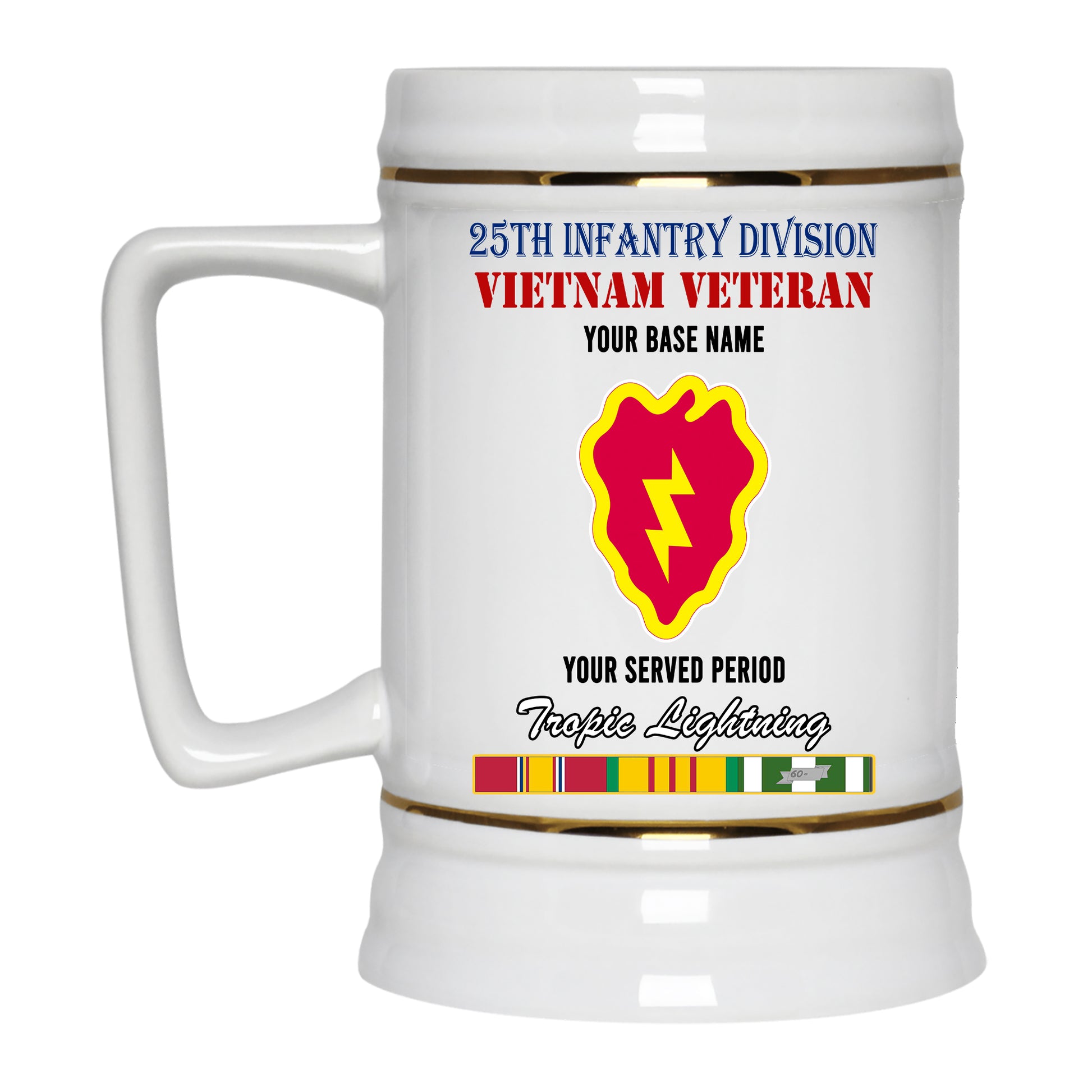 25TH INFANTRY DIVISION BEER STEIN 22oz GOLD TRIM BEER STEIN