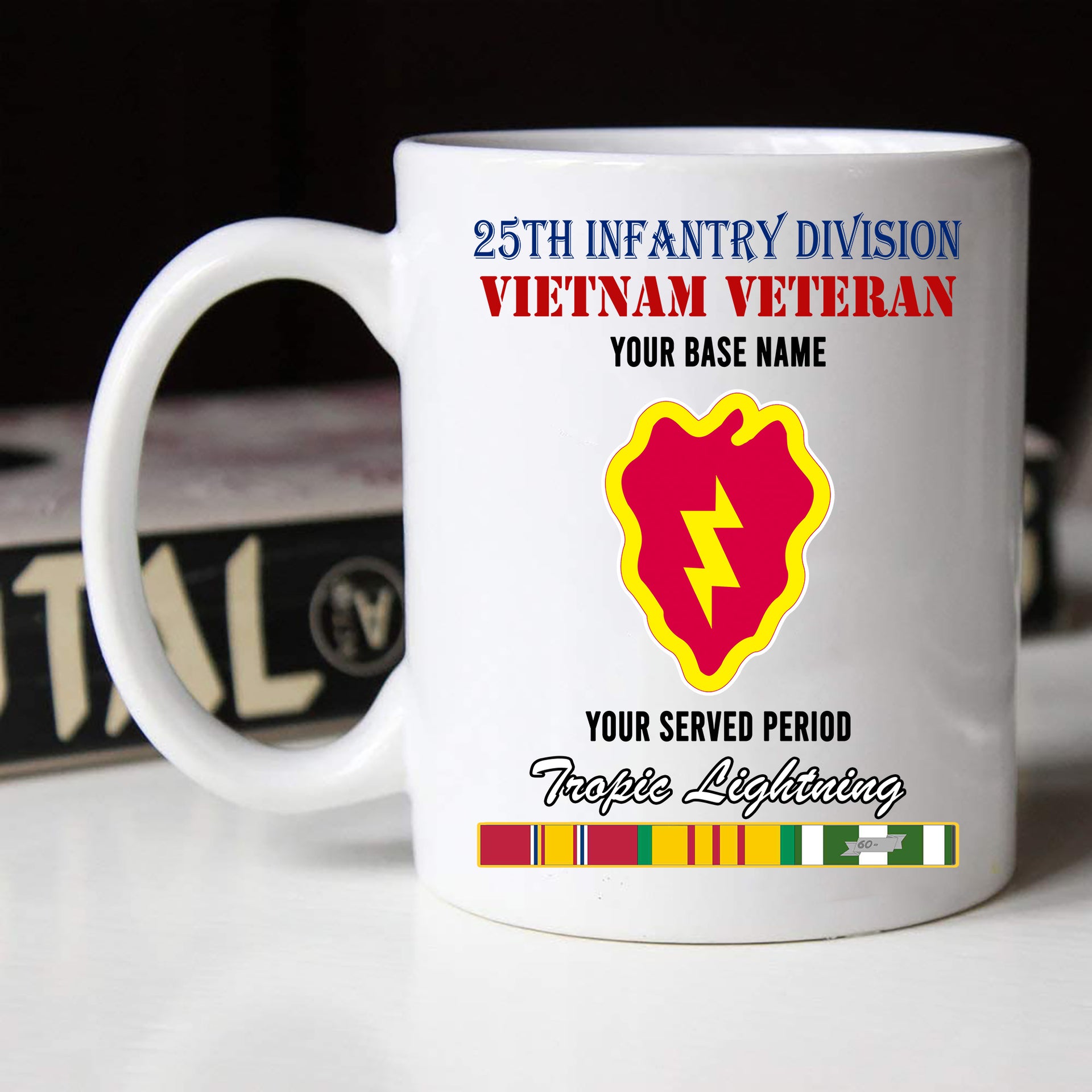 25TH INFANTRY DIVISION MUG BLACK WHITE 11oz 15oz COFFEE MUG - White / 15oz