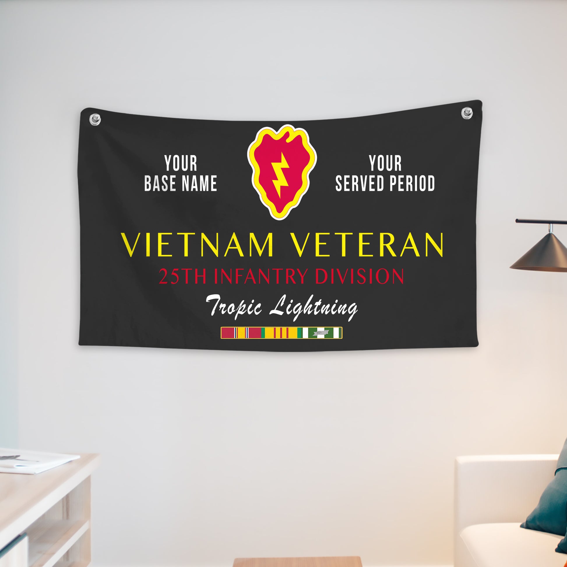 25TH INFANTRY DIVISION WALL FLAG VERTICAL HORIZONTAL 36 x 60 INCHES WALL FLAG