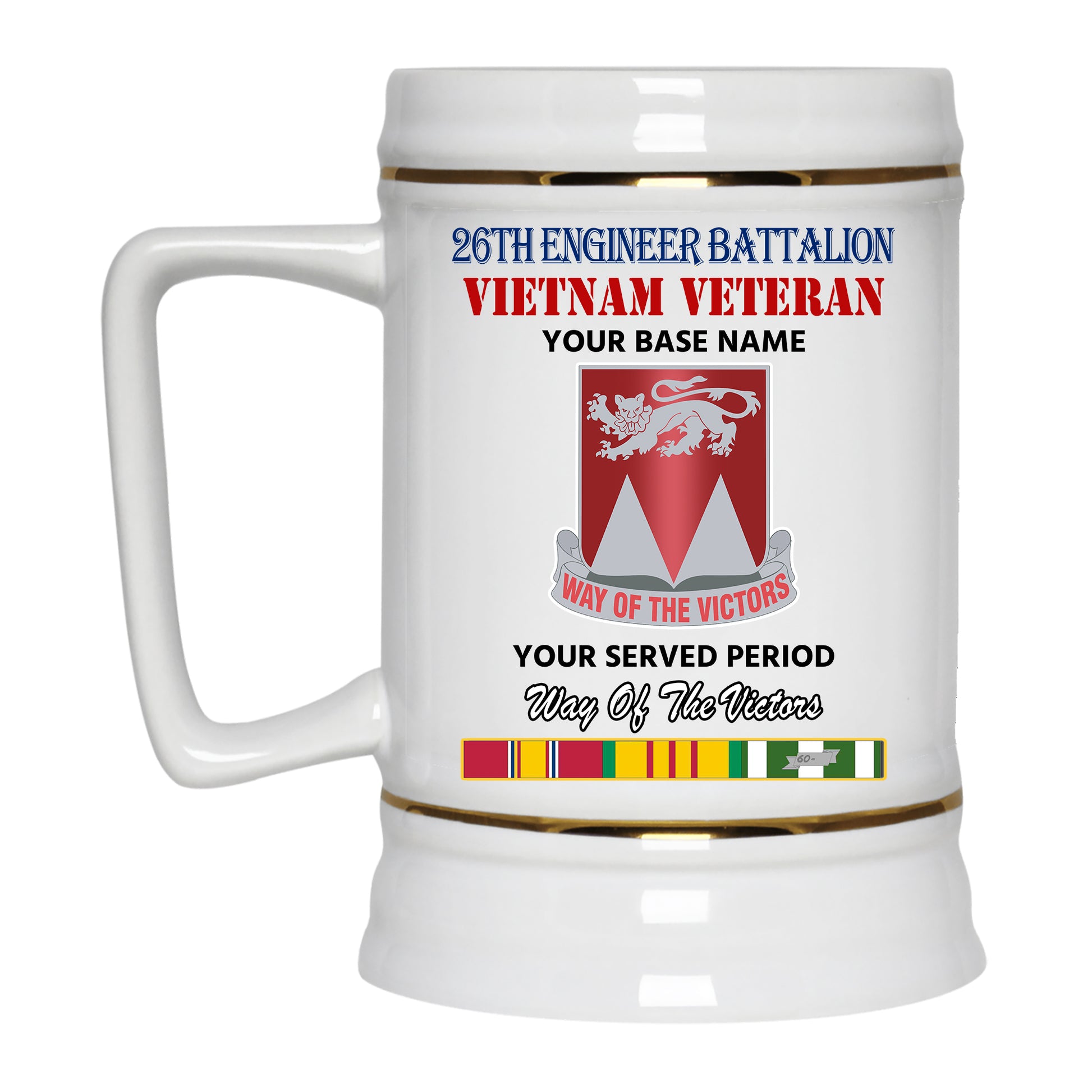 26TH ENGINEER BATTALION BEER STEIN 22oz GOLD TRIM BEER STEIN