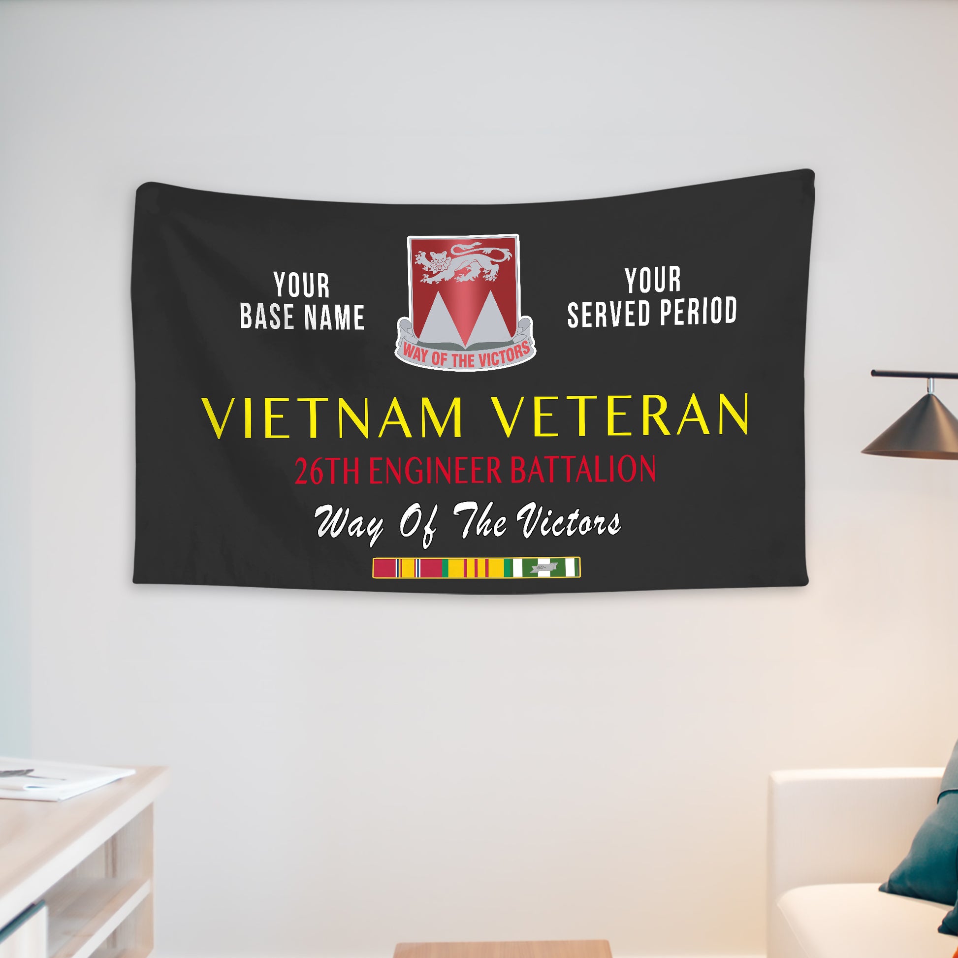 26TH ENGINEER BATTALION WALL FLAG VERTICAL HORIZONTAL 36 x 60 INCHES WALL FLAG