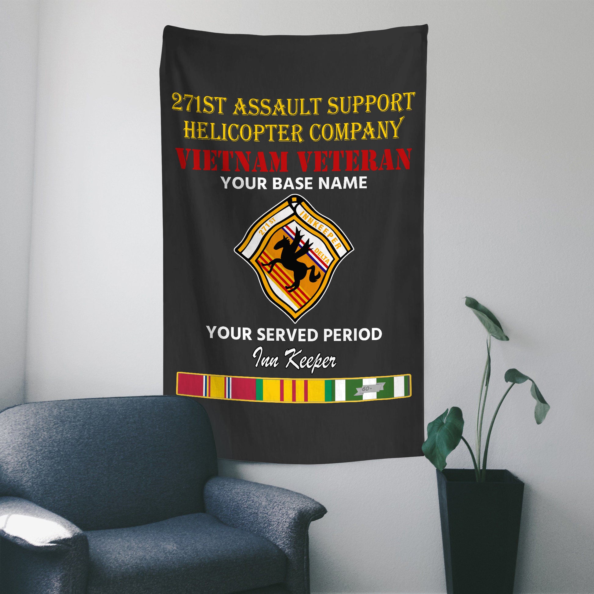 271ST ASSAULT SUPPORT HELICOPTER WALL FLAG VERTICAL HORIZONTAL 36 x 60 INCHES WALL FLAG