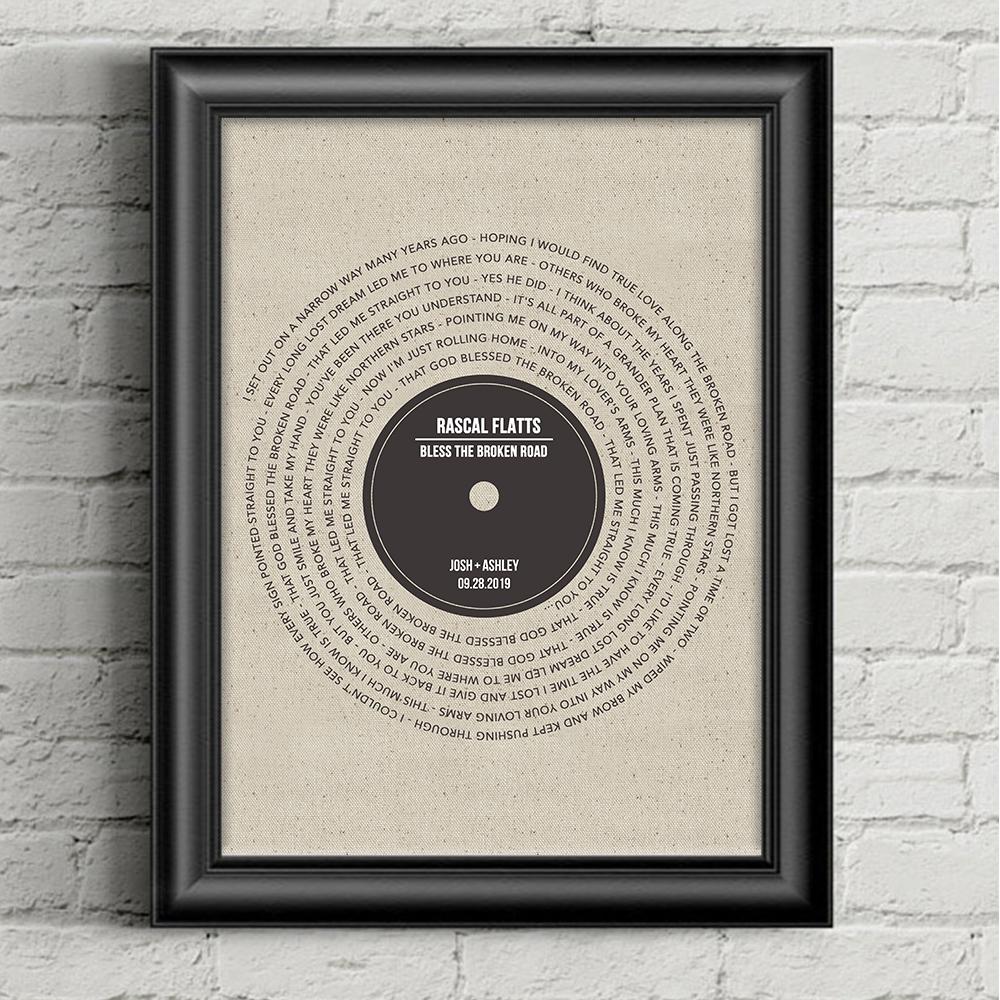 Vinyl Record Song Lyrics - Anniversary Gift - Premium Canvas, Poster
