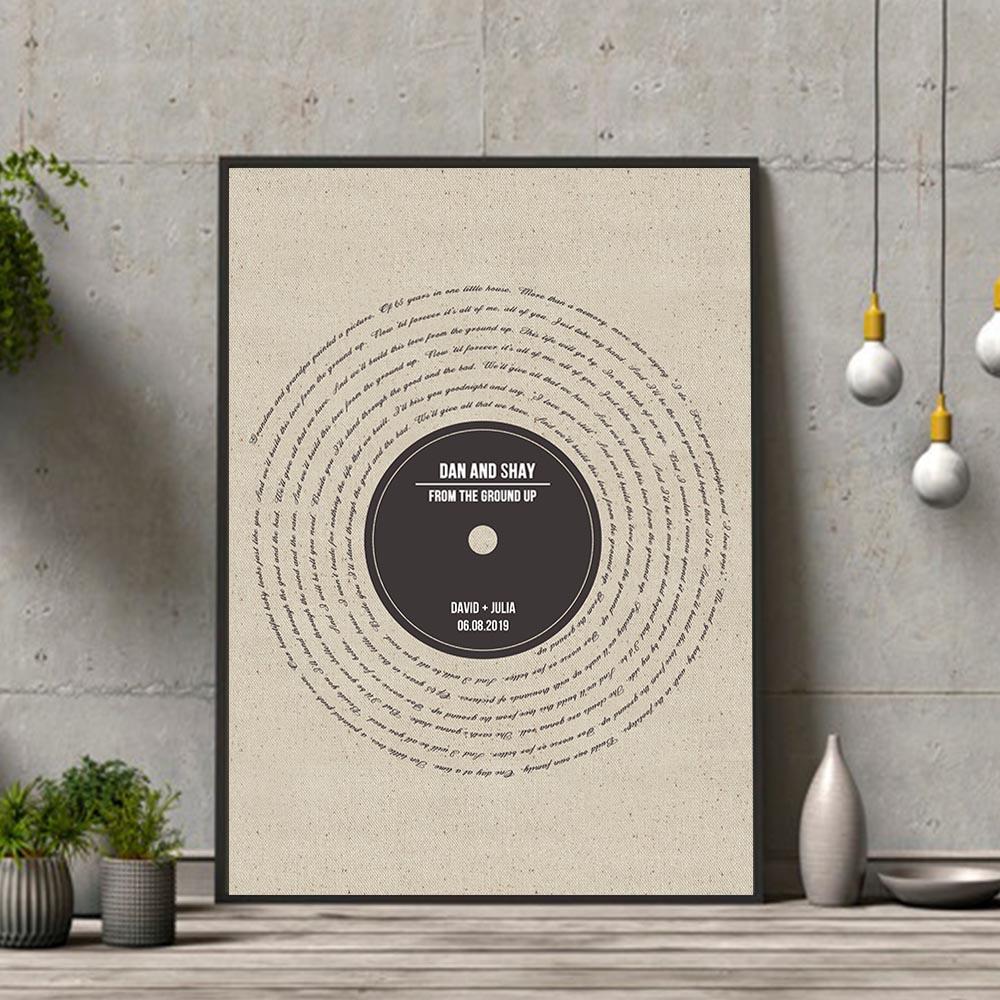 Vinyl Record Song Lyrics - Anniversary Gift - Premium Canvas, Poster