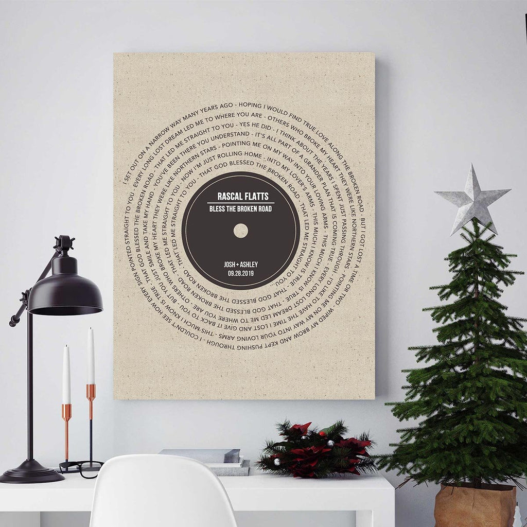 Vinyl Record Song Lyrics - Anniversary Gift - Premium Canvas, Poster