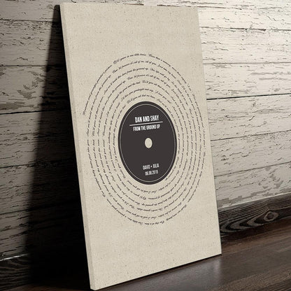 Vinyl Record Song Lyrics - Anniversary Gift - Premium Canvas, Poster