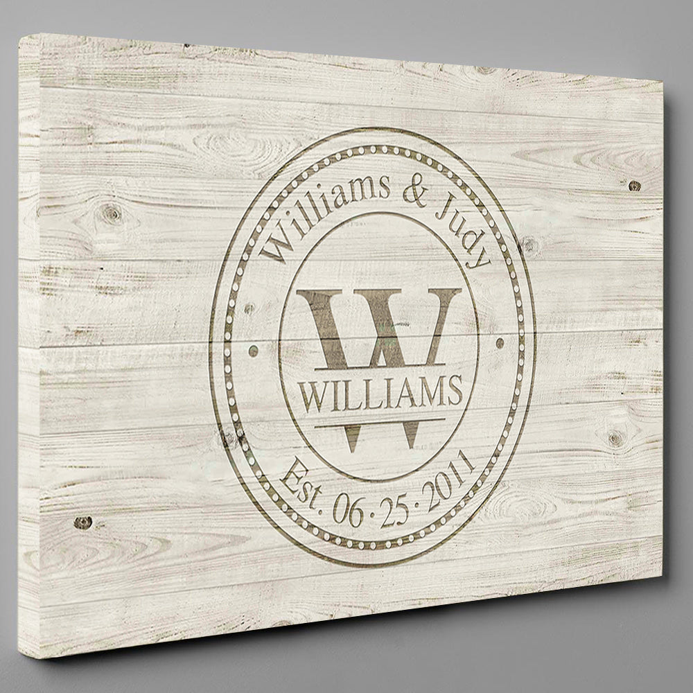 Family Monogram • Last Name Sign • Personalized Year Established Sign • Premium Canvas, Poster