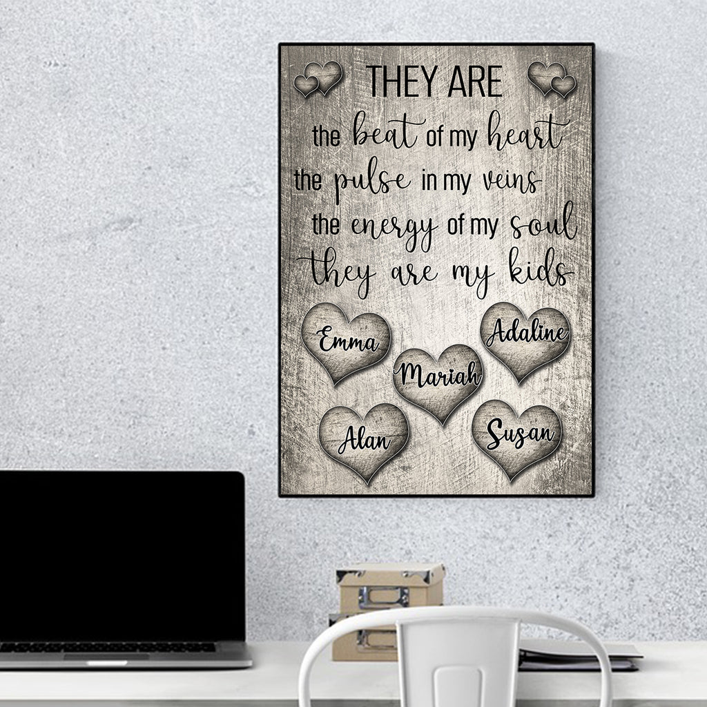 PERSONALIZED "THEY ARE THE BEAT OF MY HEART" - PREMIUM CANVAS, POSTER