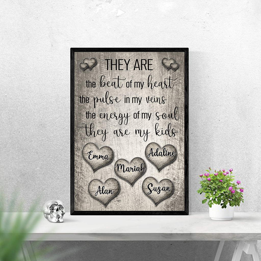 PERSONALIZED "THEY ARE THE BEAT OF MY HEART" - PREMIUM CANVAS, POSTER