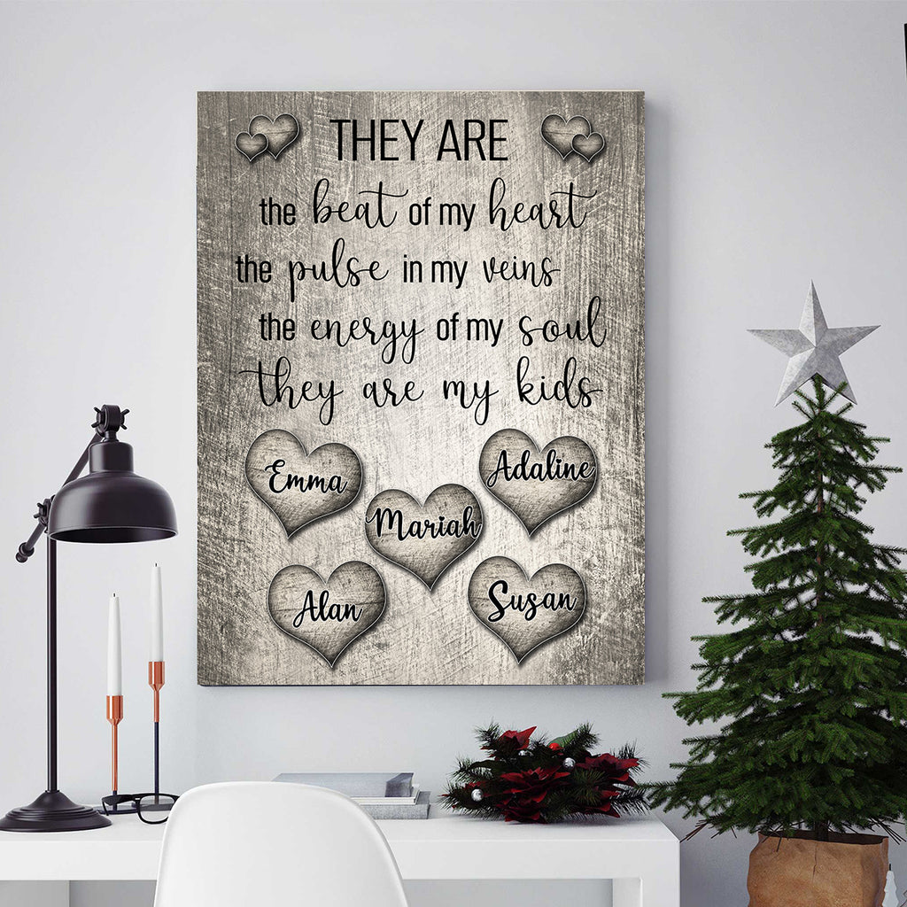 PERSONALIZED "THEY ARE THE BEAT OF MY HEART" - PREMIUM CANVAS, POSTER