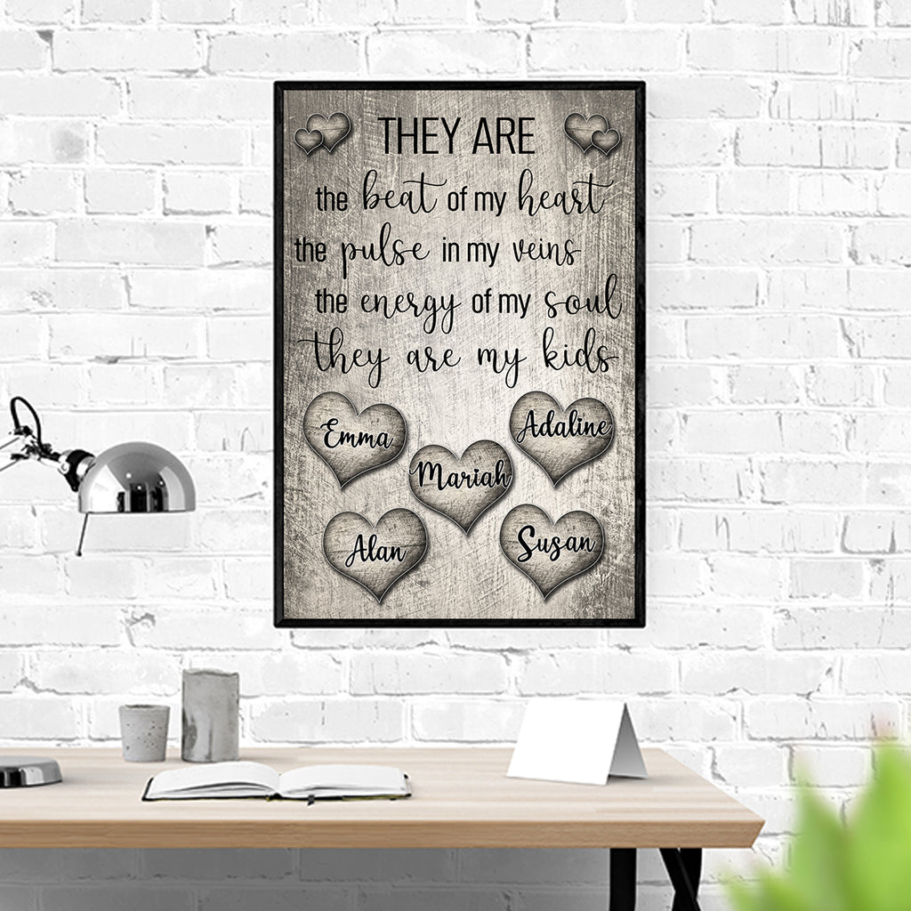 PERSONALIZED "THEY ARE THE BEAT OF MY HEART" - PREMIUM CANVAS, POSTER