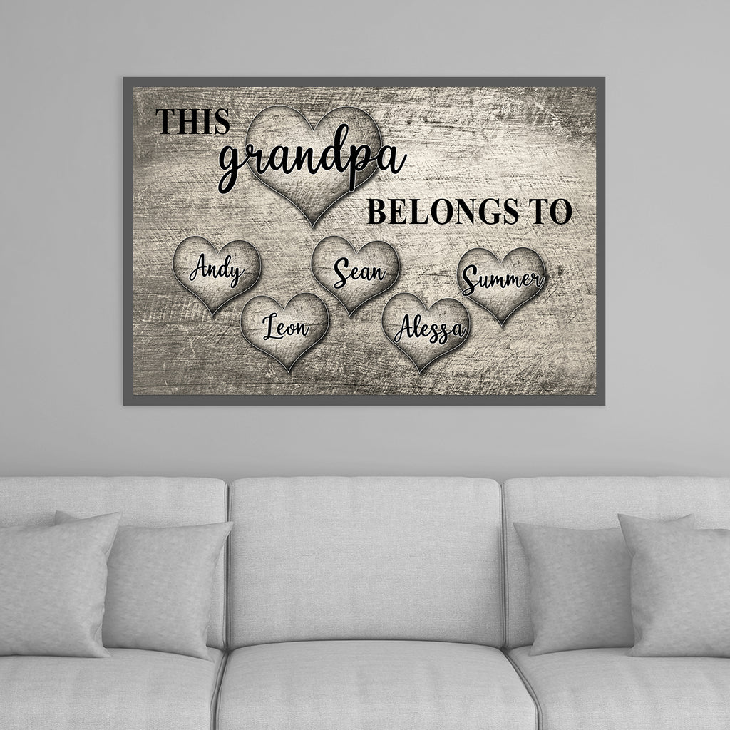 PERSONALIZED "THIS GRANDMA, GRANDPA BELONG TO..." - Premium Canvas, Poster