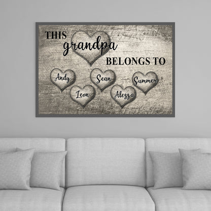 PERSONALIZED "THIS GRANDMA, GRANDPA BELONG TO..." - Premium Canvas, Poster