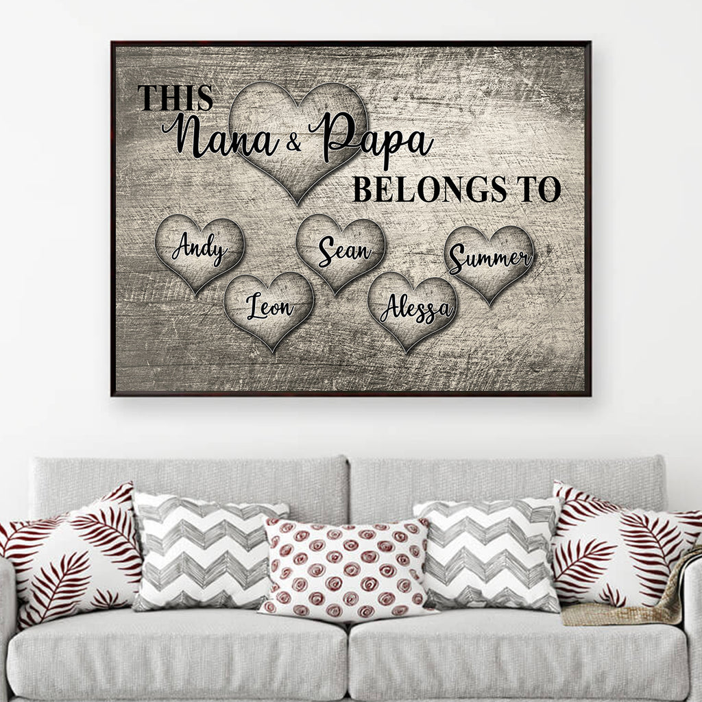 PERSONALIZED "THIS GRANDMA, GRANDPA BELONG TO..." - Premium Canvas, Poster