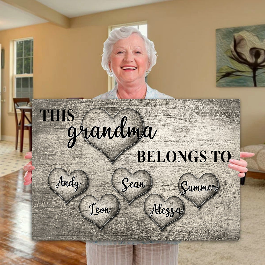 PERSONALIZED "THIS GRANDMA, GRANDPA BELONG TO..." - Premium Canvas, Poster