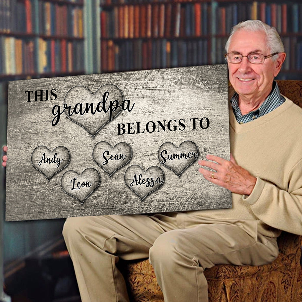PERSONALIZED "THIS GRANDMA, GRANDPA BELONG TO..." - Premium Canvas, Poster