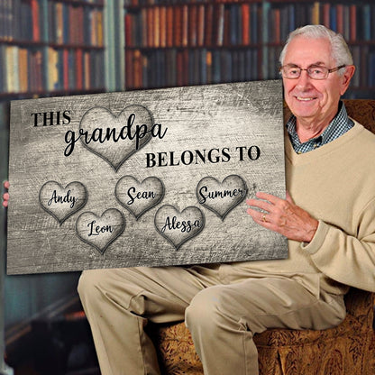 PERSONALIZED "THIS GRANDMA, GRANDPA BELONG TO..." - Premium Canvas, Poster