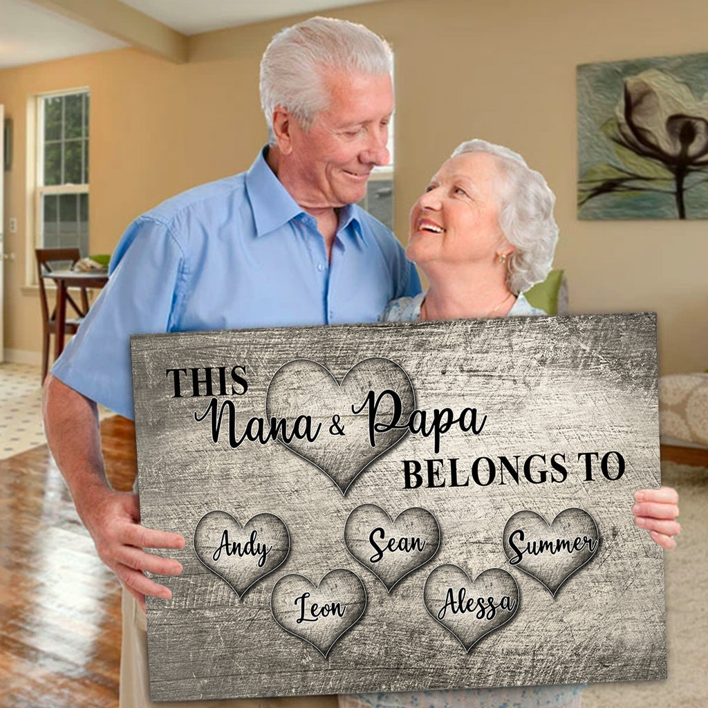 PERSONALIZED "THIS GRANDMA, GRANDPA BELONG TO..." - Premium Canvas, Poster