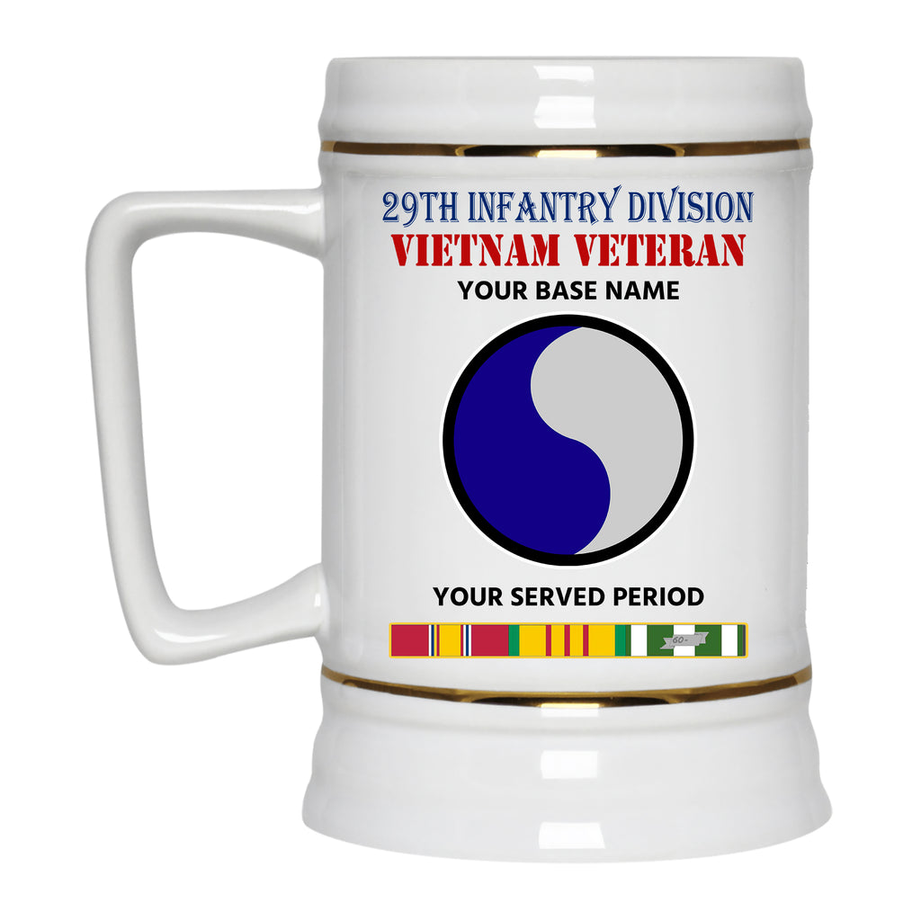 29TH INFANTRY DIVISION BEER STEIN 22oz GOLD TRIM BEER STEIN