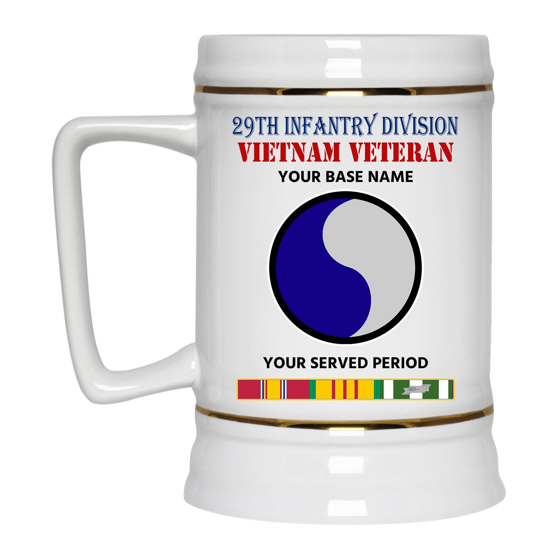 29TH INFANTRY DIVISION BEER STEIN 22oz GOLD TRIM BEER STEIN
