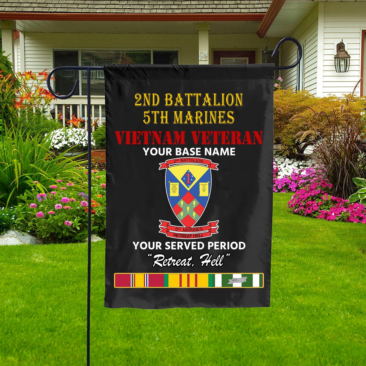 2ND BATTALION 5TH MARINES DOUBLE-SIDED PRINTED 12"x18" GARDEN FLAG