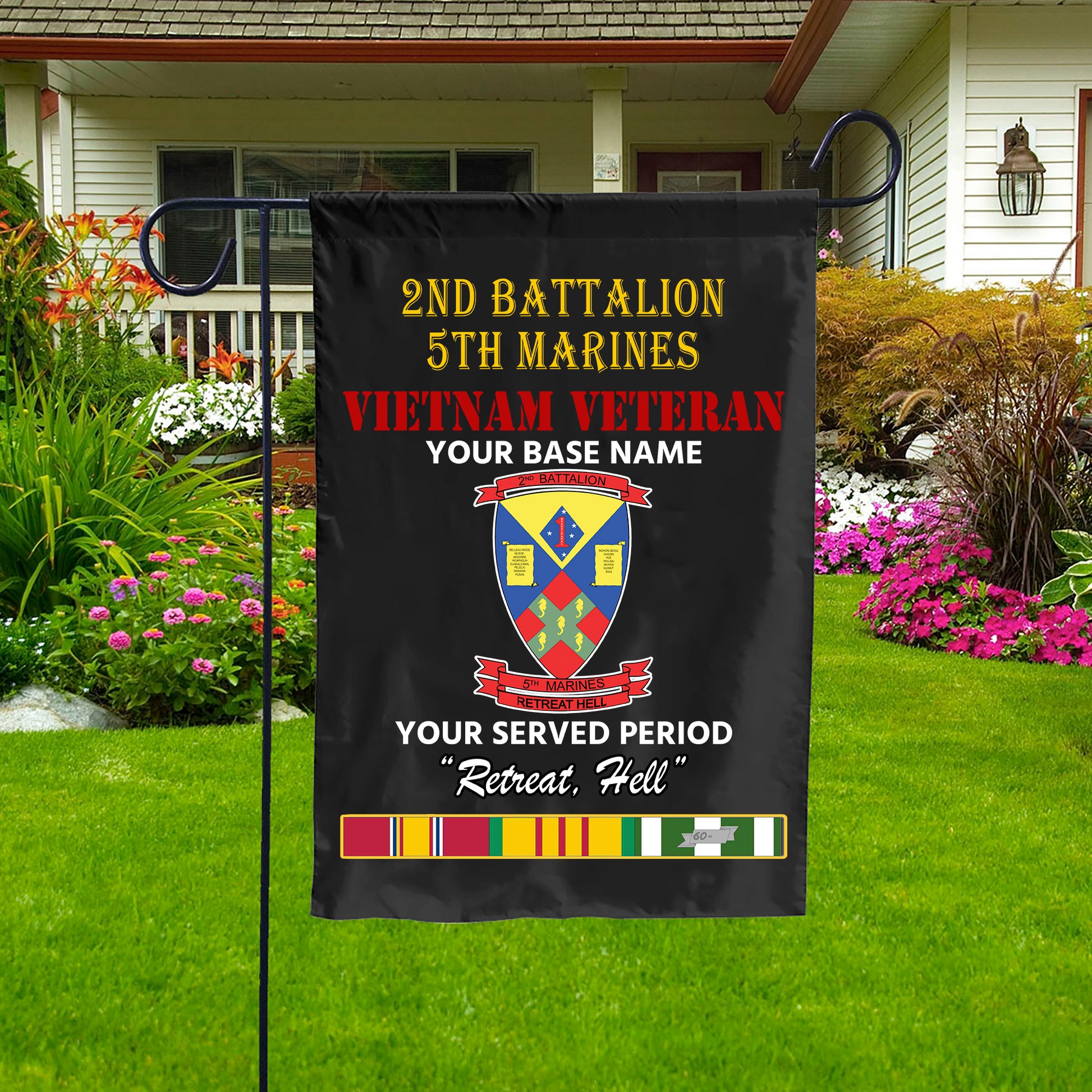 2ND BATTALION 5TH MARINES DOUBLE-SIDED PRINTED 12"x18" GARDEN FLAG